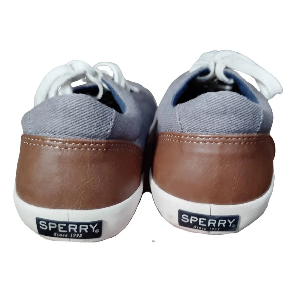 Sperry Top-Sider Canvas Sneakers Gray Brown Lace Up‎ Boat Size 6M